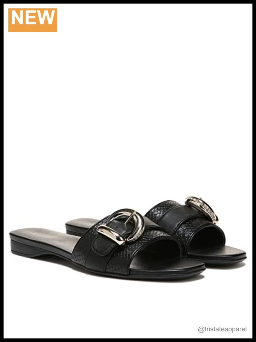 Naturalizer Santiago Slide Sandals Metallic Buckle Slip On Comfort